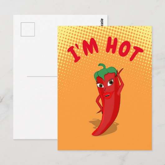 Red Hot Pepper Diva gradiënt Briefkaart (Voorkant / Achterkant)