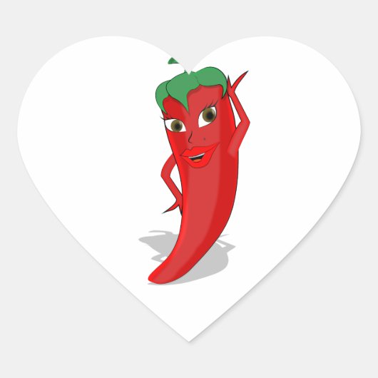 Red Hot Pepper Diva Hart Sticker (Voorkant)