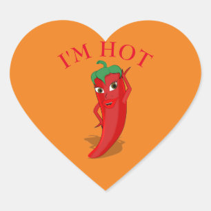 Red Hot Pepper Diva Heart Shaped Hart Sticker