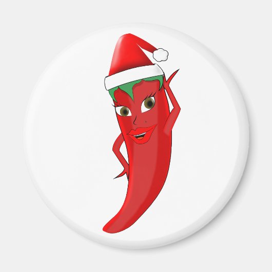 Red Hot Pepper Diva met Santas-Pet Magneet (Voorkant)