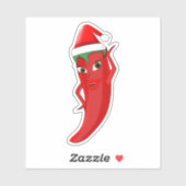 Red Hot Pepper Diva met Santas-Pet Sticker (Vel)