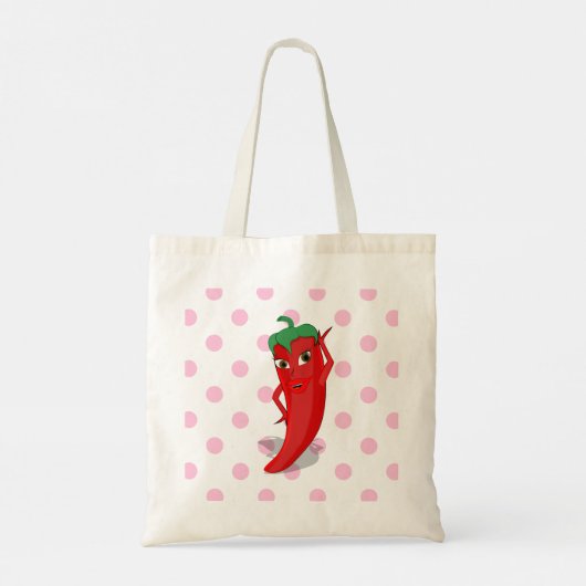 Red Hot Pepper Diva Pink Polka Dots Tote Bag (Achterkant)
