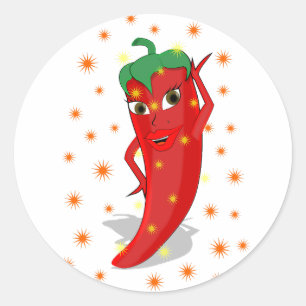 Red Hot Pepper Diva Ronde Sticker