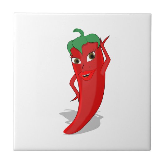 Red Hot Pepper Diva Tegeltje (Voorkant)