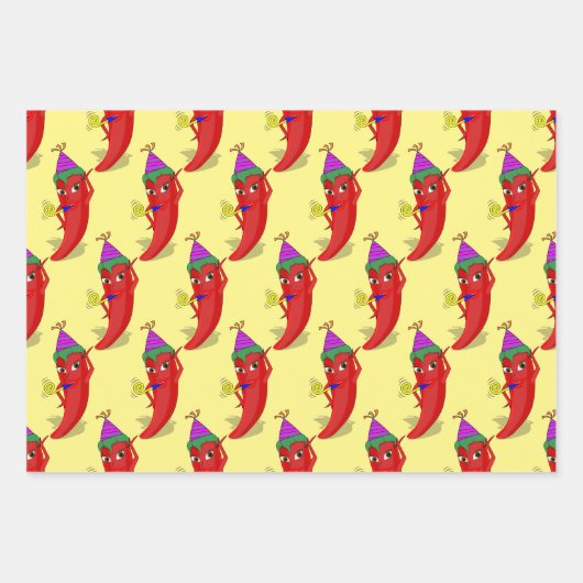 Red Hot Pepper Diva Verjaardagsviering Custom Inpakpapier Vel (Voorkant)