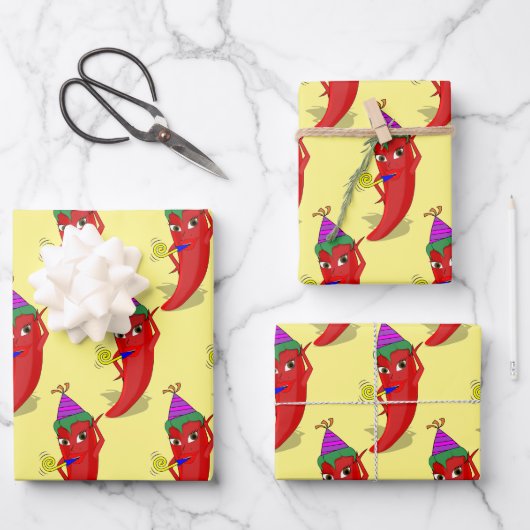 Red Hot Pepper Diva Verjaardagsviering Custom Inpakpapier Vel (Voorkant)