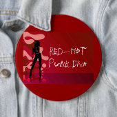 Red Hot Punk Diva Ronde Button 6,0 Cm (In situ)