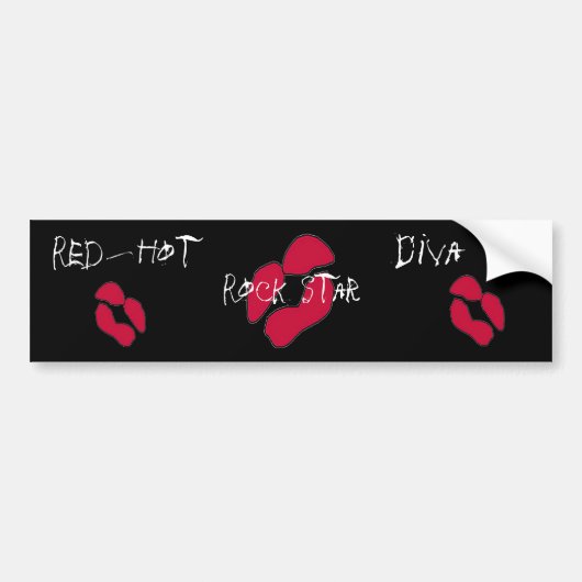 Red Hot Rock Star Diva Lips I Bumper Sticker (Devant)