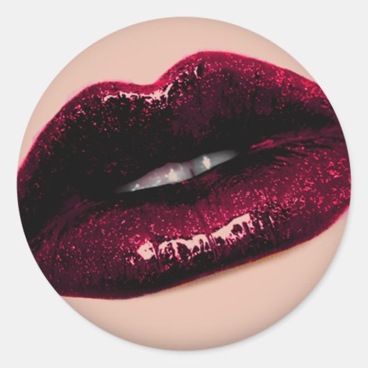 Red Hot Sparkling Kissable Lips Ronde Sticker (Voorkant)