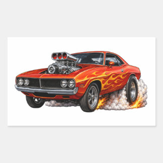 Red Hot Supercharged Muscle Car Burnout Rechthoekige Sticker