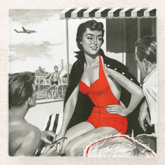 Red Hot Woman Glazen Onderzetter (Voorkant)