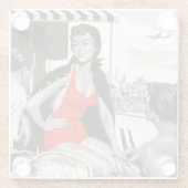 Red Hot Woman Glazen Onderzetter (Achterkant)