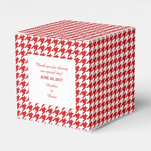 Red Houndstooth Wedding Favor Box Bedankdoosjes (Voorkant Zijde)