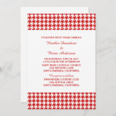 Red Houndstooth Wedding Invite Kaart (Voorkant / Achterkant)