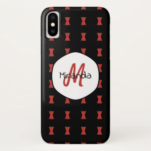 Red Hourglass Black Widow Pattern Monogramname iPhone X Hoesje