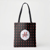 Red Hourglass Black Widow Pattern Monogramname Draagtas (Voorkant)