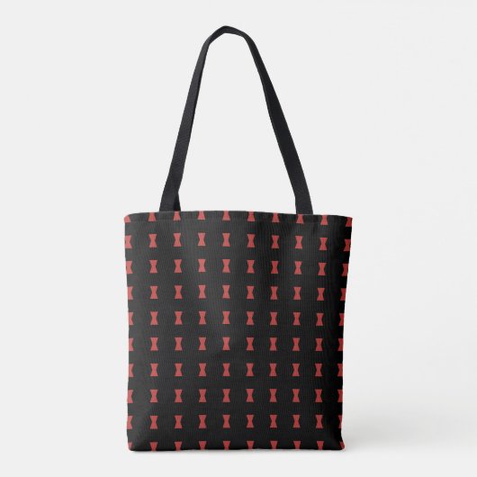 Red Hourglass Black Widow Pattern Monogramname Draagtas (Achterkant)