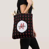 Red Hourglass Black Widow Pattern Monogramname Draagtas (Dichtbij)