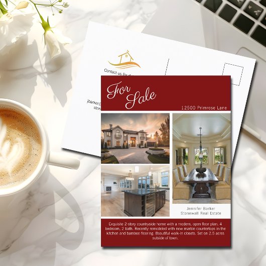 Red House For Sale Real Estate Listing Briefkaart