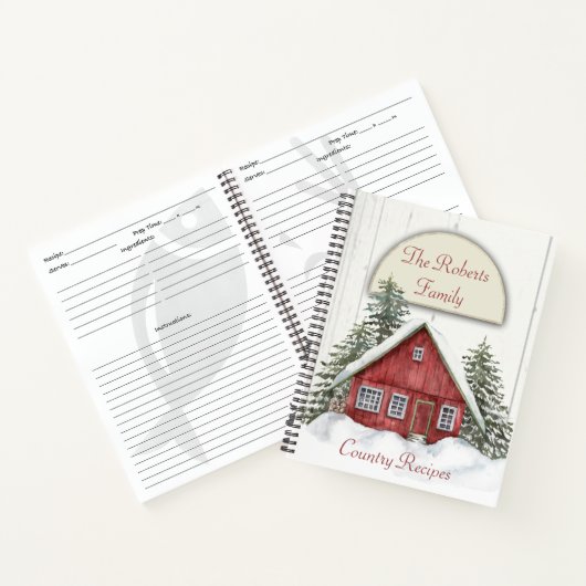 Red House Winter Scene Recipe notebook Notitieboek (Binnen)