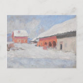 Red Houses Snow Norway Monet Briefkaart (Voorkant)