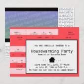 Red Housewarming concertkaartje Kaart (Voorkant / Achterkant)