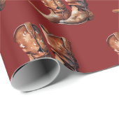 Red Howdy Cowboy Western Boots Cadeaupapier (Rol Hoek)