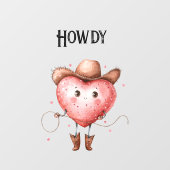 Red Howdy Cowgirl Heart  Raamsticker (Vel)