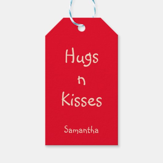 Red Hugs n kisses Stickers Cadeaulabel (Voorkant)