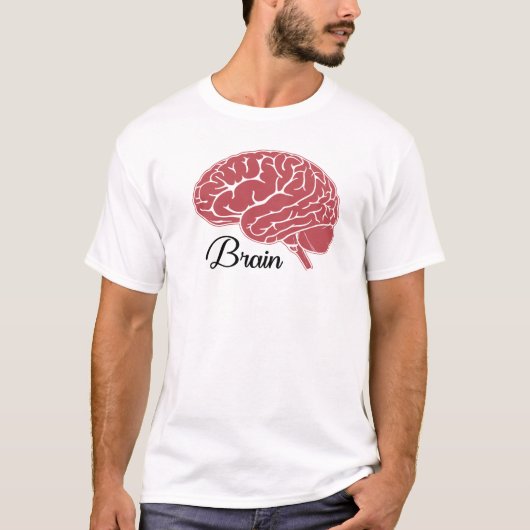 Red Human Brain Anatomy Illustration T-shirt (Voorkant)