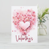 Red hydrangea heart Happy Valentines Day Feestdagenkaart (Staand voorkant)