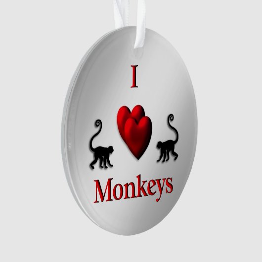 Red I Heart Monkeys Ornament (voorkant)