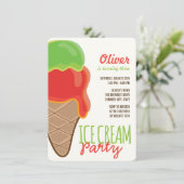 Red Ice Cream Boy Été Anniversaire Invitation de f (Debout devant)