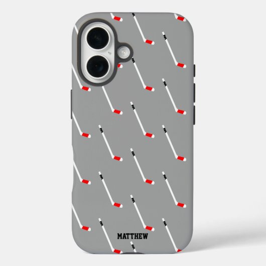 Red Ice Hockey Stick Pattern Gepersonaliseerd Case-Mate iPhone Case (Achterkant)
