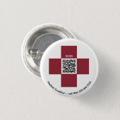 *~* Red ICE Medical Alert QR AP38 Cross Ronde Button 3,2 Cm (Voorkant /achterkant)