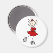 Red Ice Skater Girl Magnet (Recto/Verso)