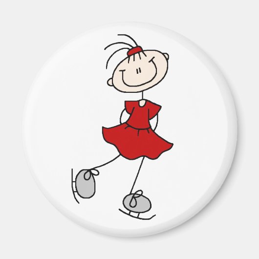 Red Ice Skater Girl Magnet (Devant)