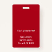 Red | ID-kaart van het professionele fotobedrijf Badge (Achterkant)