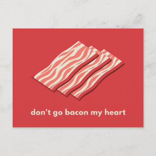 Red Illustrated Bacon Love Briefkaart