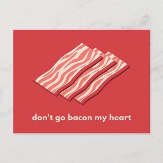 Red Illustrated Bacon Love Briefkaart (Voorkant)