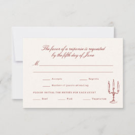 Red Illustrated Whimsical Wedding RSVP Kaartje