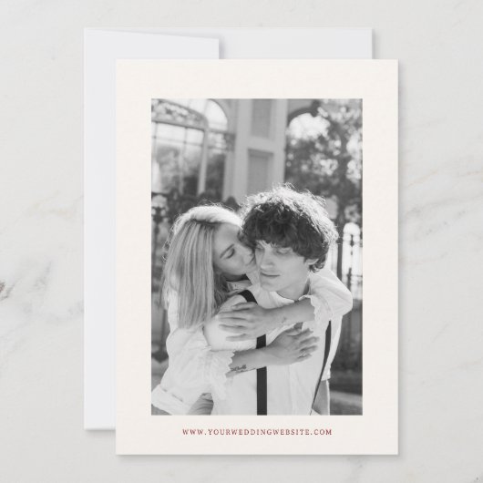 Red Illustrated Whimsical Wedding Save The Date (Achterkant)