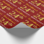 Red, Imitation Gold Kijk "24th BIRTHDAY" Cadeaupapier (Hoek)