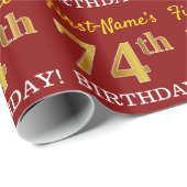 Red, Imitation Gold look "74th BIRTHDAY" Cadeaupapier (Rol Hoek)