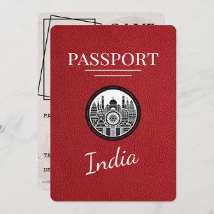Red India Passport Bewaar de datum Save The Date