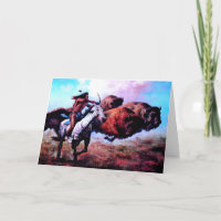 RED INDIAN HUNTING BUFFALO