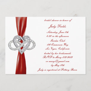 Red Infinity Heart Bridal Shower Invitation