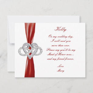 Red Infinity Heart Maid of Honor Kaart