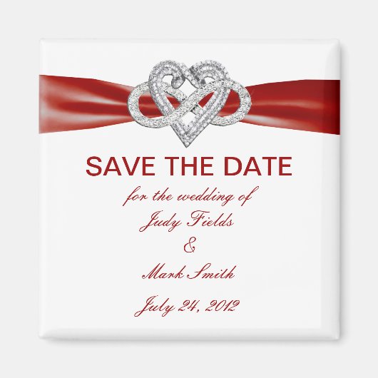 Red Infinity Heart Save The Date Magnet Magneet (Voorkant)