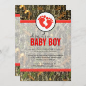 Red - Invitation à la douche pour bébé Camo (Devant / Derrière)